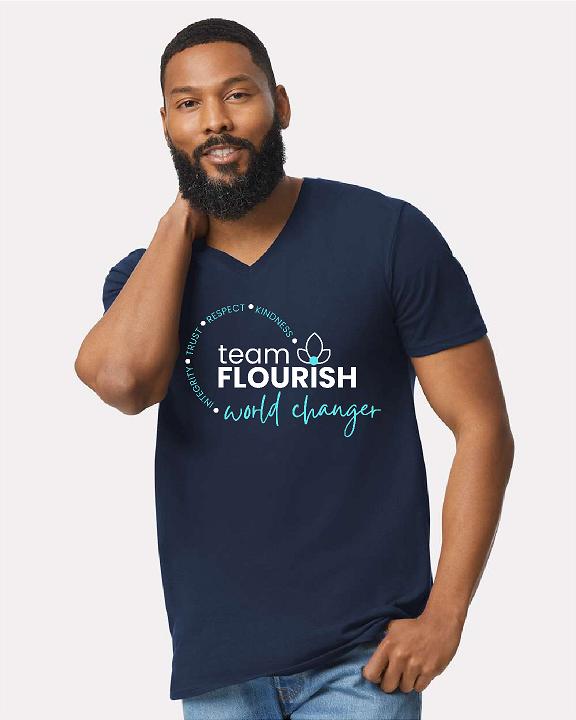 Team Flourish Men's V Neck Glitter