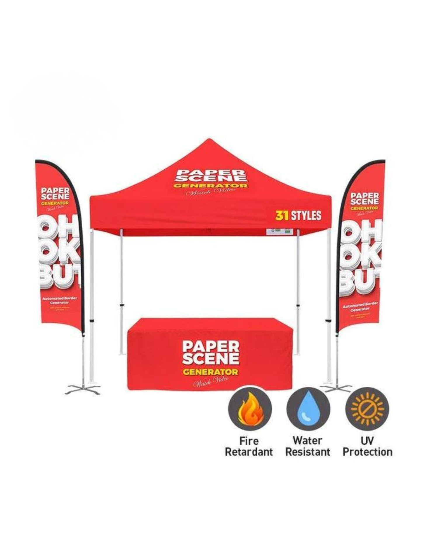 10X10 Canopy, Tablecloth, Flag Combo