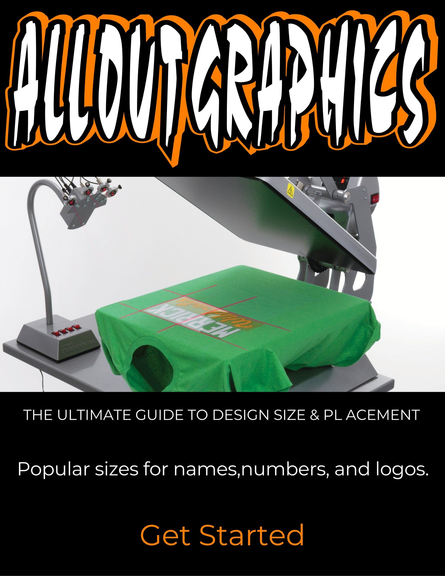 Recommended size(s) for each placement on Shirts, Seatshirts, Hats, Bags, and Sports Jerseys