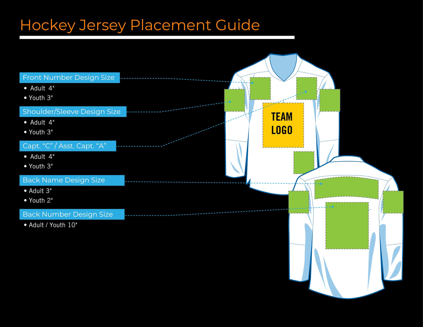 Placement and Sizes for Hockey Jerseys