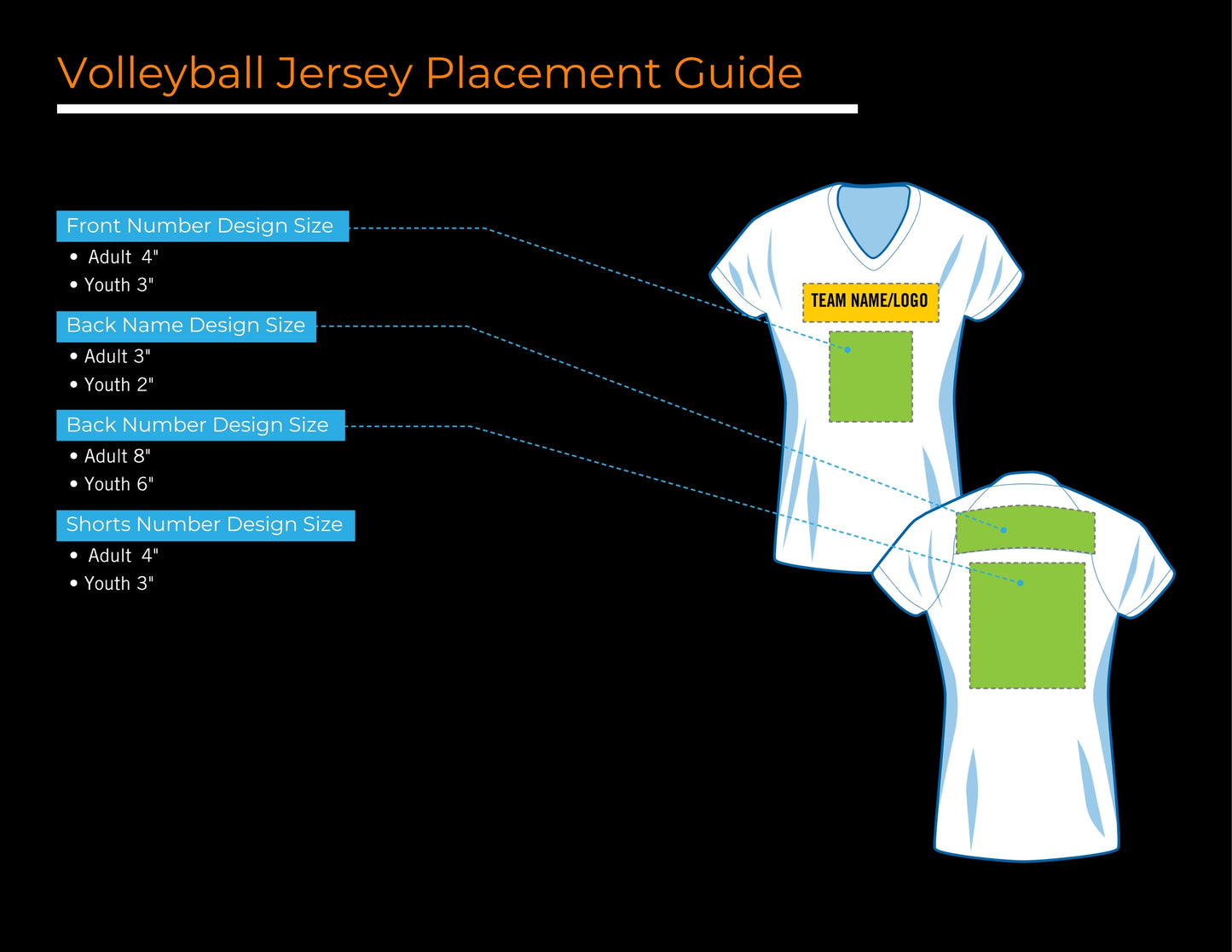 Placement and Sizes for Volleyball Jerseys
