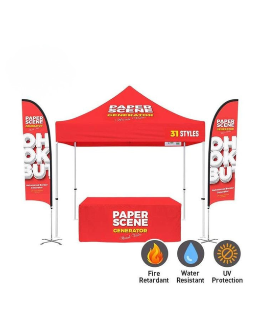 10X10 Canopy, Tablecloth, Flag Combo